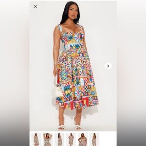 European Dream Poplin Midi Dress - Multi Color